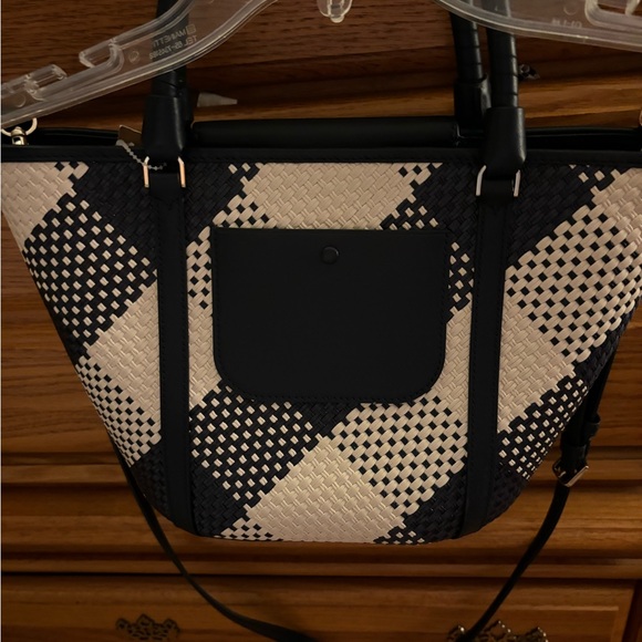 KATE SPADE BLUE/WHITE CROSSHATCH DESIGN HANDBAG BRAND NEW HANDLES SHOULDER STRAP - Picture 2 of 3